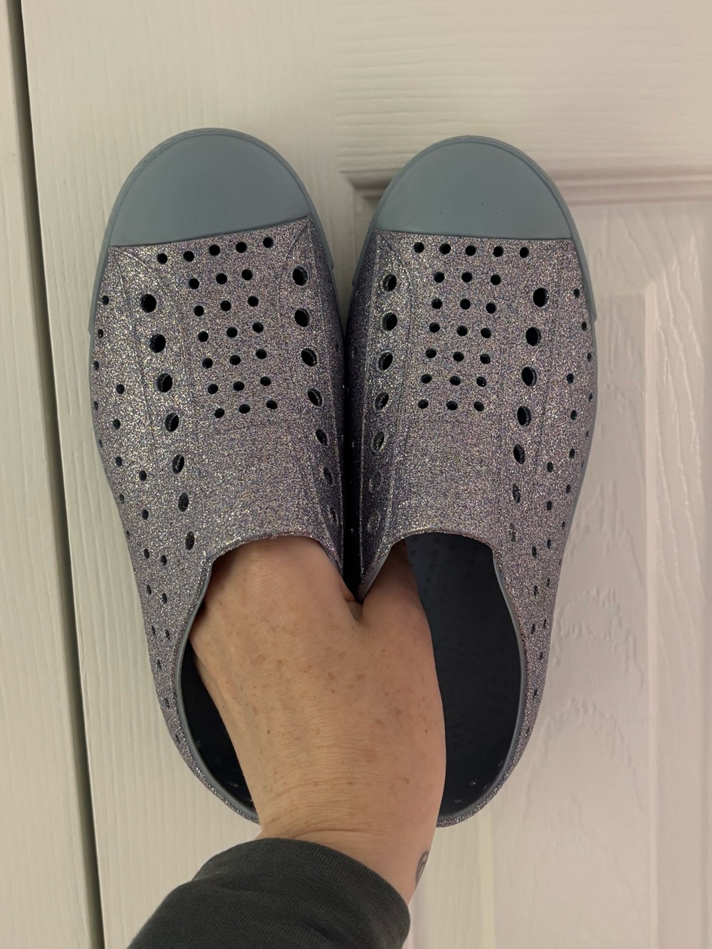 Native Shoes Kids Glitter Slip-On Water Shoes - Lavender & Light Blue